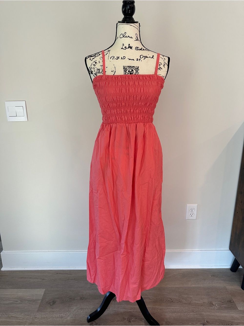 Old Navy Coral Smocked Maxi Dress with removable Spaghetti Straps size S